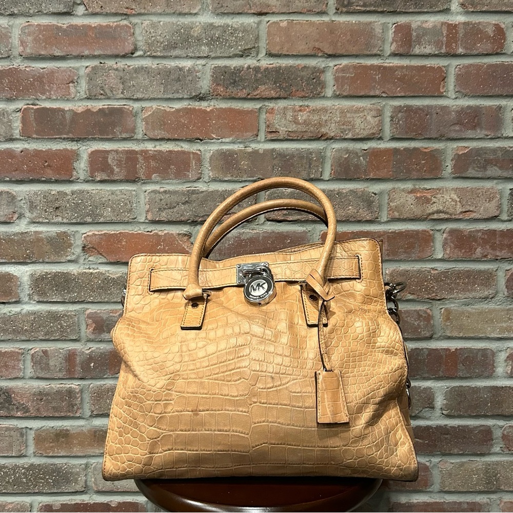 MICHAEL Michael Kors Warm Tan Honey Croc Embossed Satchel